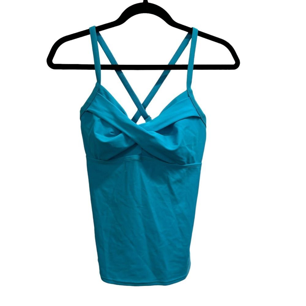 Athleta‎ womens cross back teal adjustable strap swimsuit top Size: 34D
